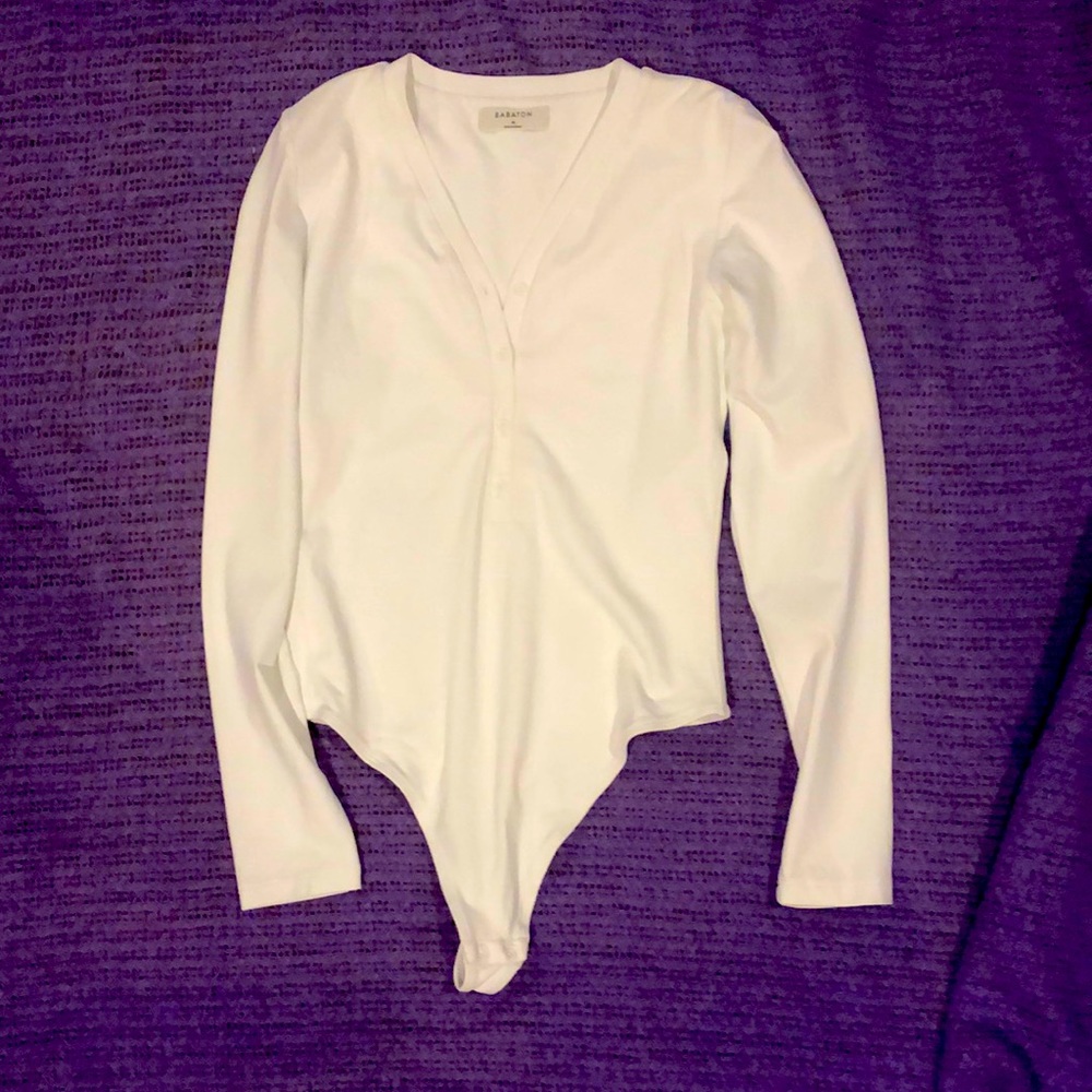 Babaton Contour Henley bodysuit thong Sz M